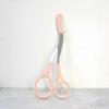 Pink Stainless Steel Eyebrow Trimming Scissors with Built-in Comb for Precise Grooming