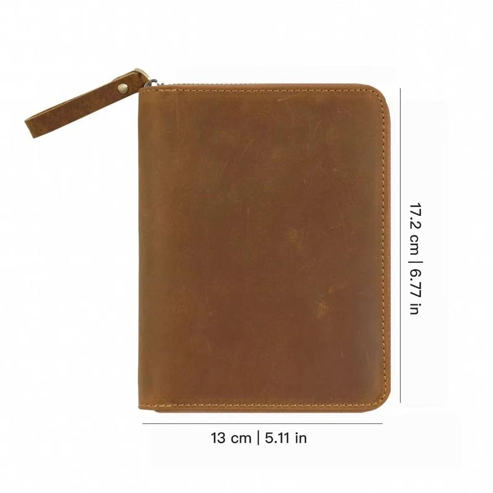 Leather 5-Slot Pen Bag Creative Diary Stationery 2025 Zipper Wrap for Hobonichi/ Stalogy/ Midori