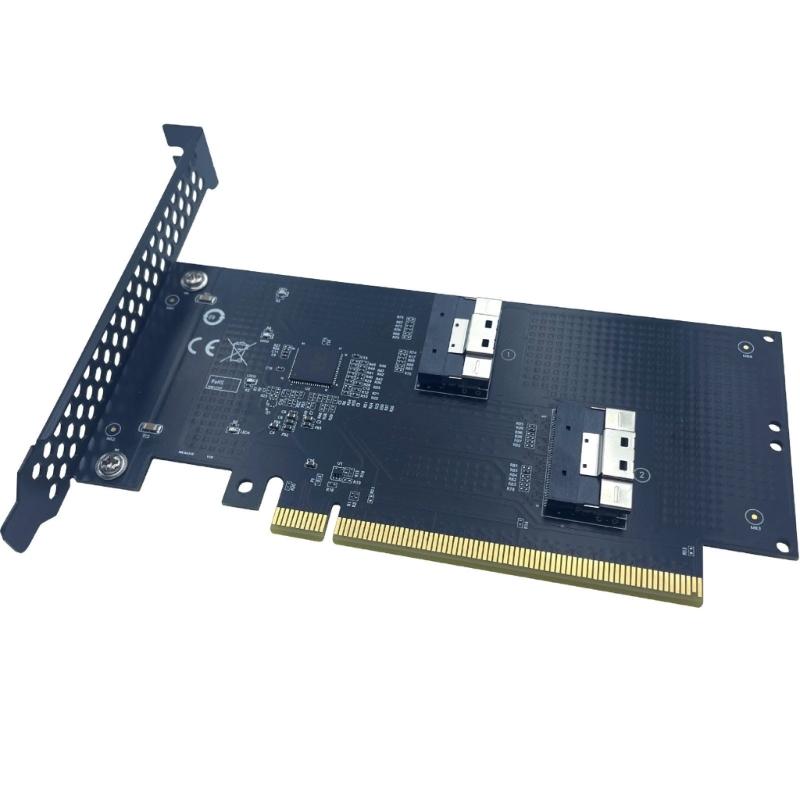 Universelle PCIe4.0/5.0-kompatible Erweiterungskarte zur Umwandlung eines X16-Slots in SlimSAS-Schnittstellen für den Anschluss mehrerer Geräte