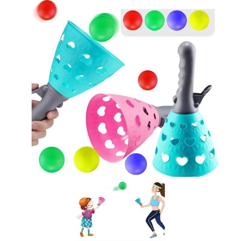 Kids Indoor Elastic Throw And Catch Ball Set Plastic Material Parent-child Interactive Sensory Training Outdoor Toy Blue-pink