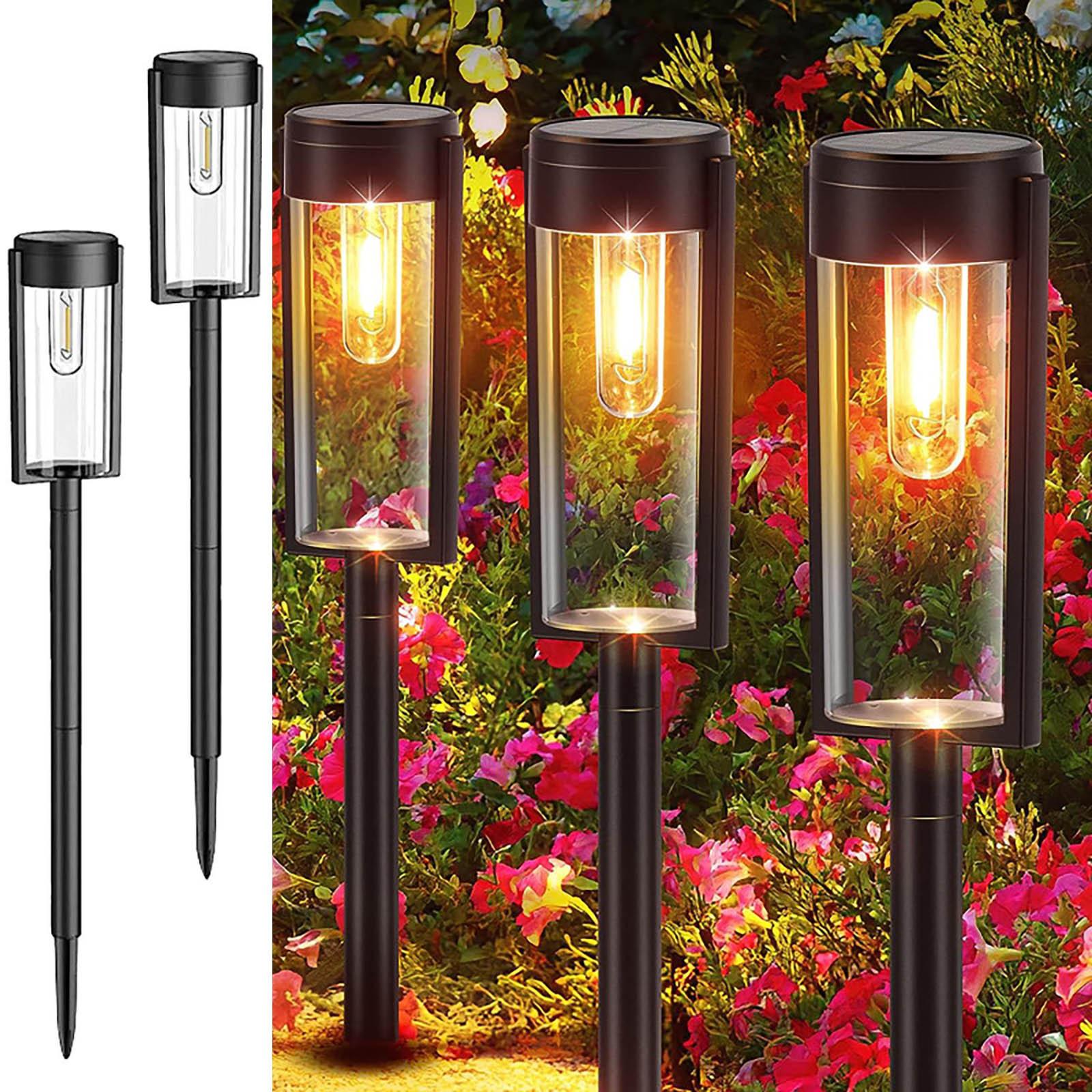 

Solar Powered Tungsten Filament Lawn Lights Set of 2 Outdoor Garden Pathway Lighting with Clear Glass Cover and Stake Mount for Yard One Size чорний