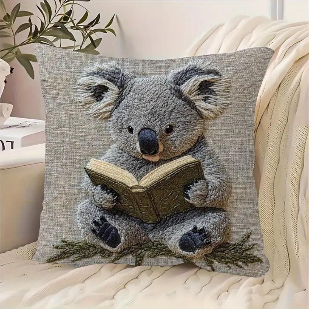 Sofa Pillow Pillowcase Skin-friendly Short Plush Cute Animal Cat Pillow Cover Living Room Cushion Cover Without Core
