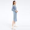 Miyake Women's Classic Long-Sleeve Slim-Fit Slit Dress – Medium-Length Solid Color for Spring and Autumn.