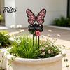 Romantic Garden Decoration Butterfly Memorial Stake, Miss You Sign, Pink Outdoor Sympathy Gift Rose Yard Art Stake for Lawn Courtyard Cemetery
