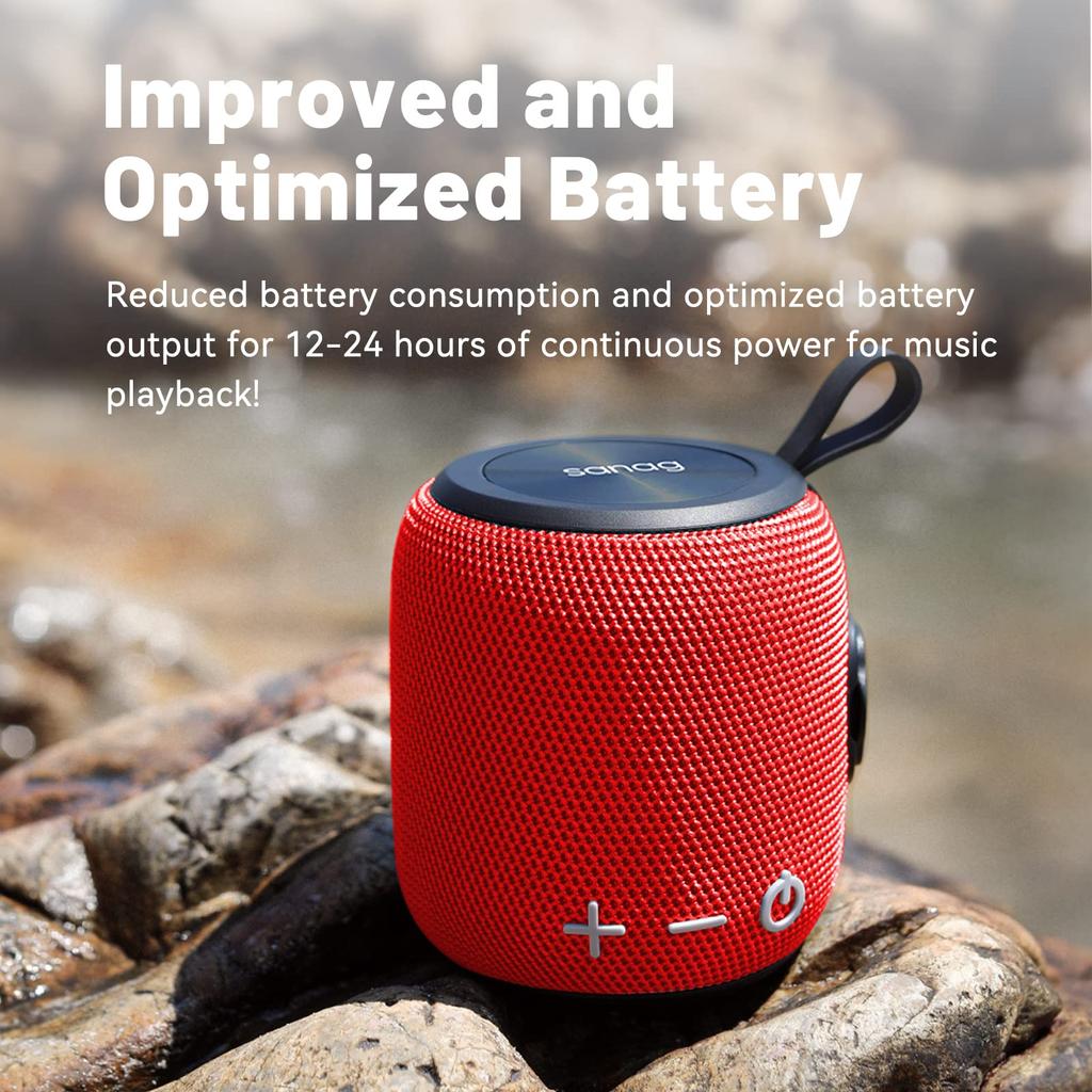 Sanag M7 Portable Bluetooth Dual Wireless Mini 360 HD Surround Sound Rich Stereo IP67 for and Red Speaker, 5.0 Pairing, Speaker, & Bass, 24-Hour