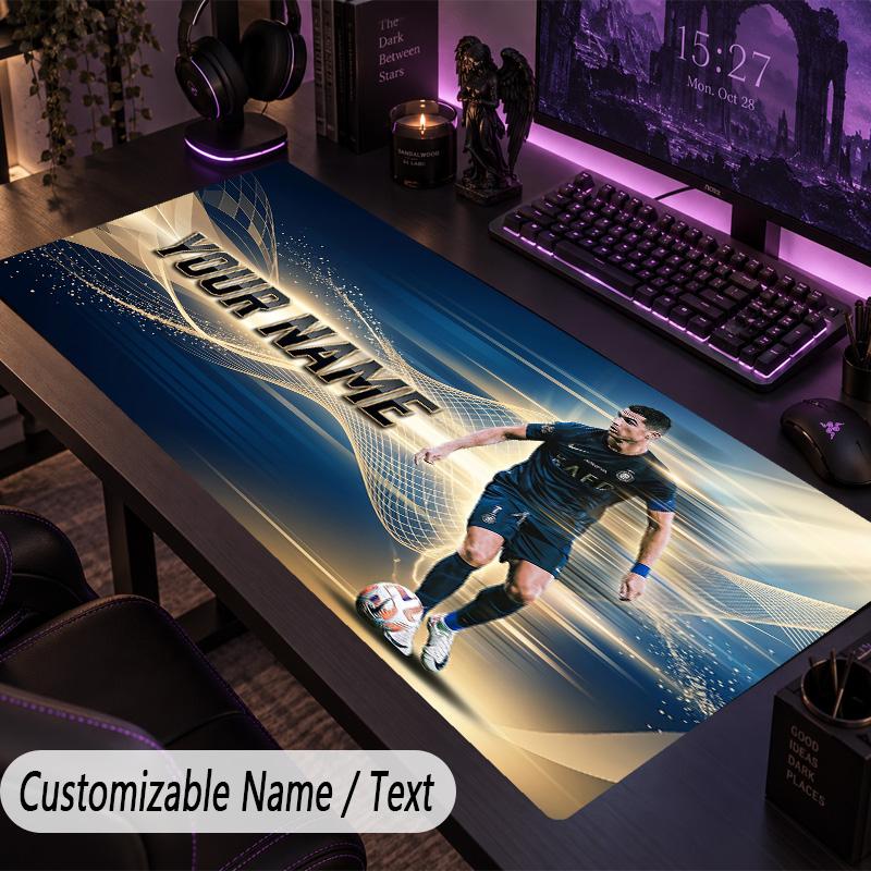 Großes Mauspadd Cristiano Ronaldo Benutzerdefinierter Name Text Personalisierte Schreibtischunterlage Rutschfestes Gaming-Pad