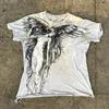 Y2K Red Gothic Thorn Totem Printing Harajuku Style T Shirt High Street Broken Feeling Mens Short Sleeves Couple Collocation