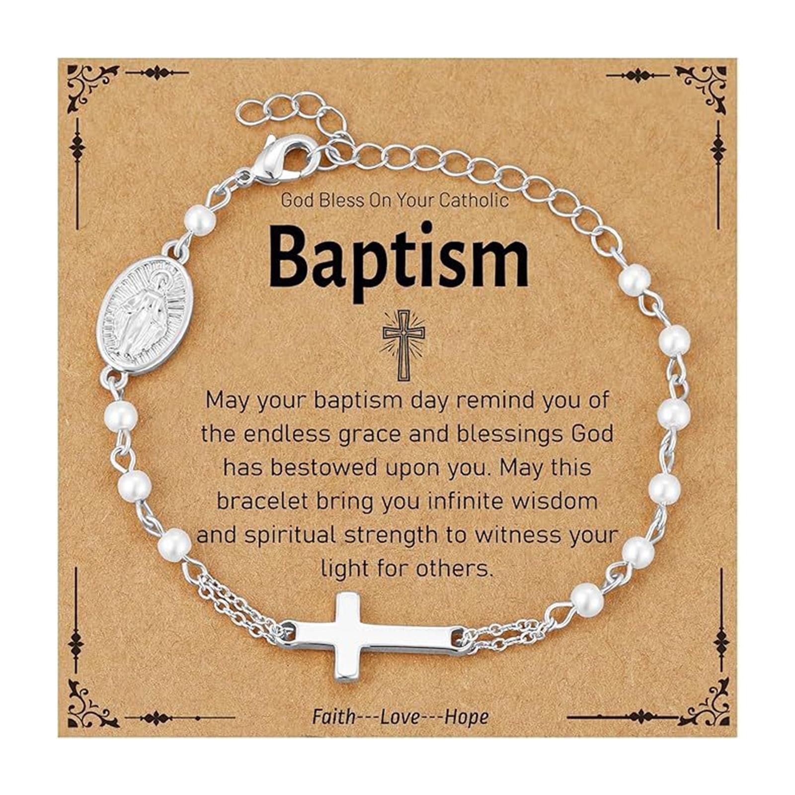 

Elegant Beaded Bracelet Stainless Steel Texture Vintage Bracelet Religious Chain Bracelet Suitable for Fashion Lover срібний