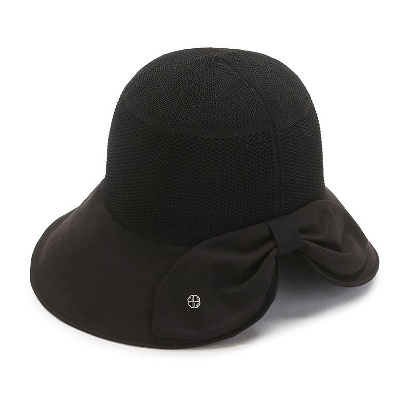 Korean Style Women's Trendy Large Brim Sun Hat with Bowknot - Foldable Bucket Hat for Vacation Travel