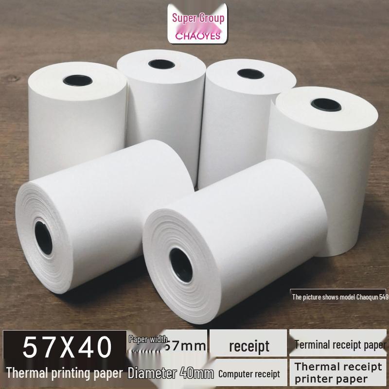 57x40 Thermal Receipt Paper Roll for Cash Registers - Suitable for Supermarkets & Shopping Malls