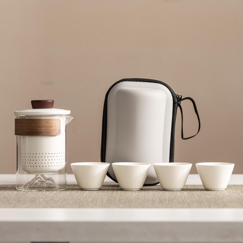 High-end travel tea set Portable anti-scalding hand grab glass teapot Kuaike cup Kung Fu souvenir business gift