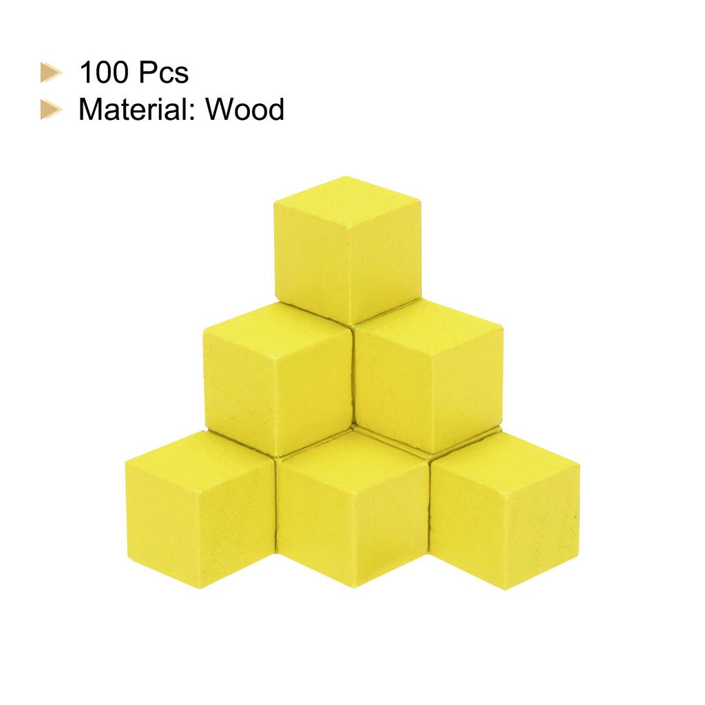 100 Pcs Crafts Wooden Cube Square Natural Solid Wood Crafts Blocks for DIY Projects Puzzle Letters Stamps for Home Decoration