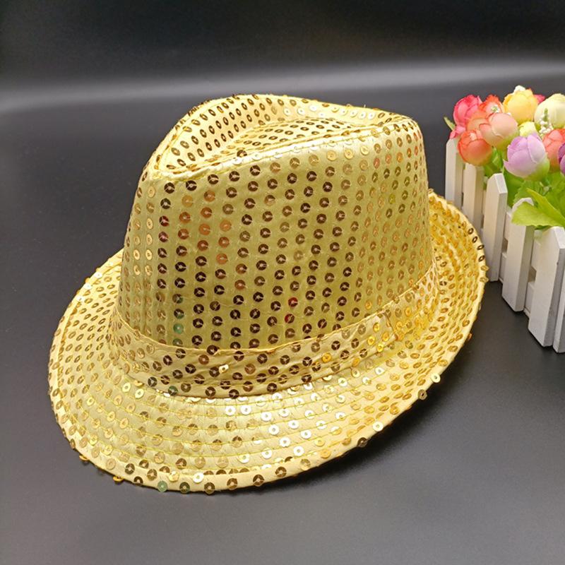 Adult Children's Stage Jazz Hat June Day Festival Performance Dance Sequin Hat KTV Party Black Hat
