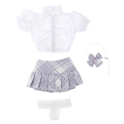 Figura de Boneca Feminina 1/6 Uniforme Fantasia Cosplay Decoração Acessório Camisa Saia Plissada Gravata Borboleta