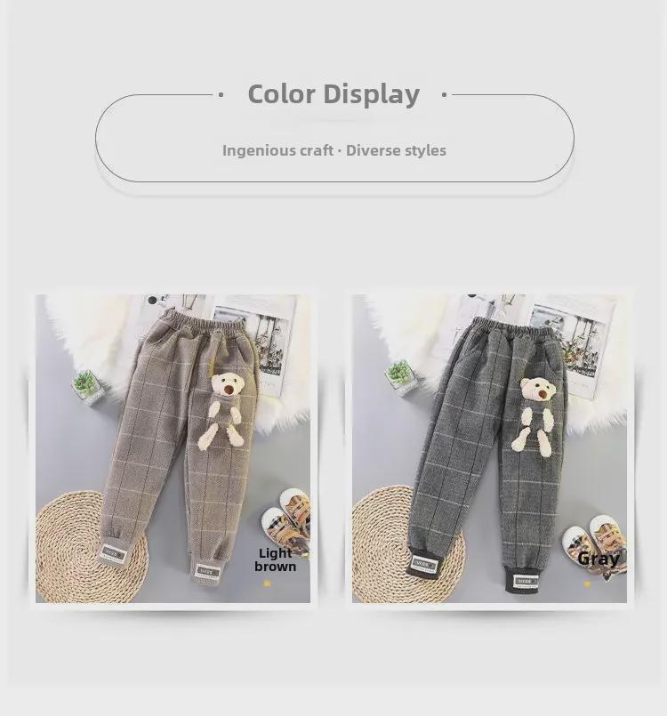 Girls' Thickened Sports & Casual Corduroy Sweatpants - Autumn/Winter Plus Velvet One-Piece for Medium & Large Children