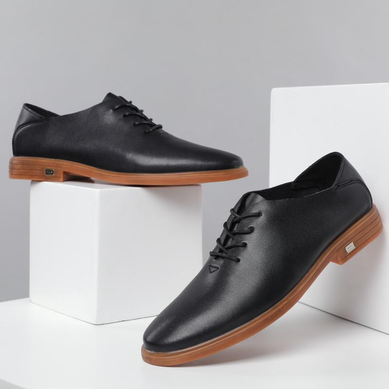 Fashion High End Brand Men's Leather Casual Shoes Retro Brown Men's Business Dress Shoes Office Commuting Men's Work Shoes Anti Slip