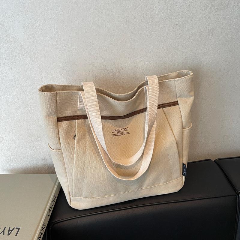 New Commuter Canvas Bag Women's Korean Ins Large-capacity Portable Tote Bag Literature and Art Student Shoulder Bag