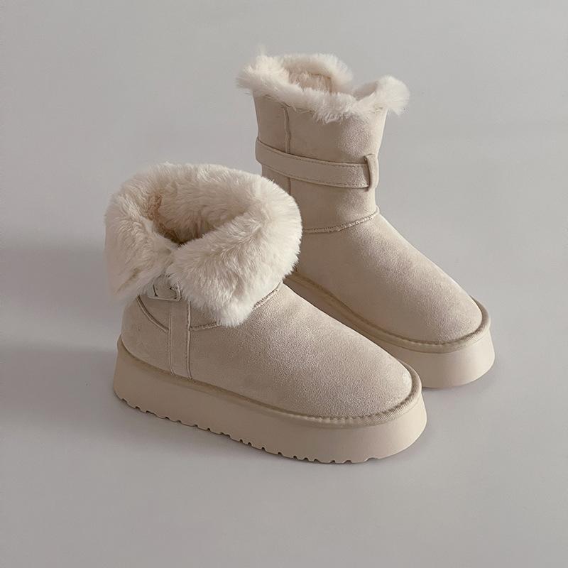 

Ретро стиль пряжка ремня плоская подошва зимние женские модные корейская версия простые замшевые бархатные верхняя одежда теплые хлопковые ботинки 40 бежевый