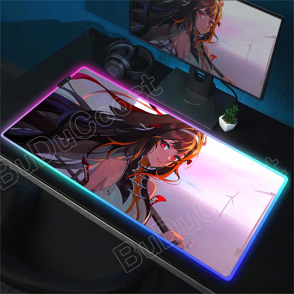 ZZZ YeShunguang RGB Mouse Pad Zenless Zone Zero Desk Mat Computer Accessories Mousepad Stitch Edge Natural Rubber Keyboard Mat