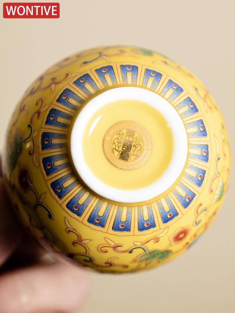 Japanese Ceramic Teacups Chinese Kungfu Tea Cup Retro Personal Teaware Enamel Lotus Cups Household Drinkware Supplied