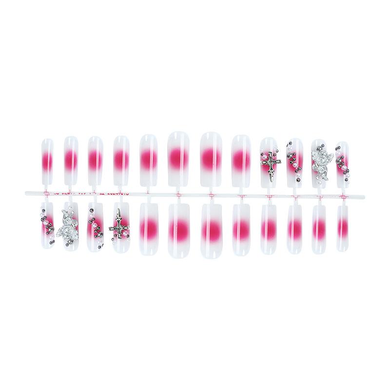 European and American cross-border hot-selling water pipe nail cross blush wearing nail lengthening press on nails fake nail piece