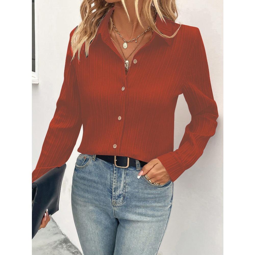 Ein vielseitiges Business Casual Elegantes Locker sitzendes Hemd mit weiten Ärmeln für Damenbekleidung