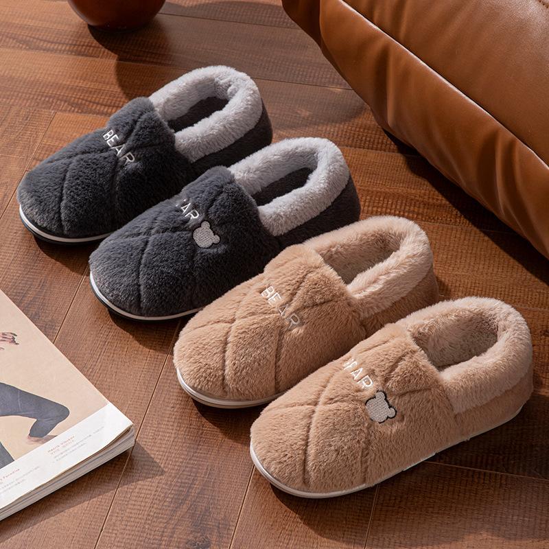Plush cotton slippers winter bag heel 2025 new indoor home non-slip warm outdoor cotton shoes autumn and winter