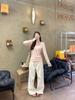Autumn Korean Grey V-Neck Slim-Fit Cotton Long-Sleeve Women's T-Shirt