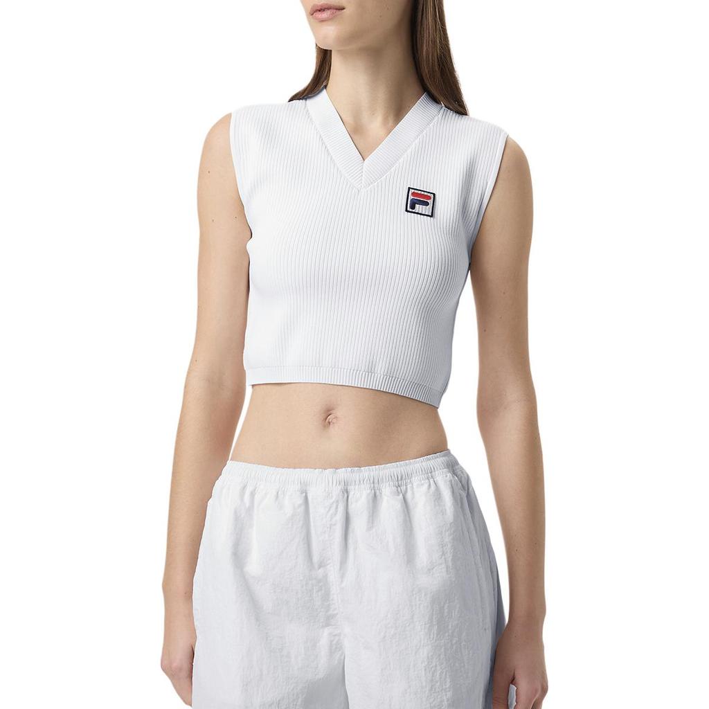 Fila X Hailey Collaboration Simple Versatile Comfortable College Style Tennis Shirt Women Tops White A71W523102F-WT