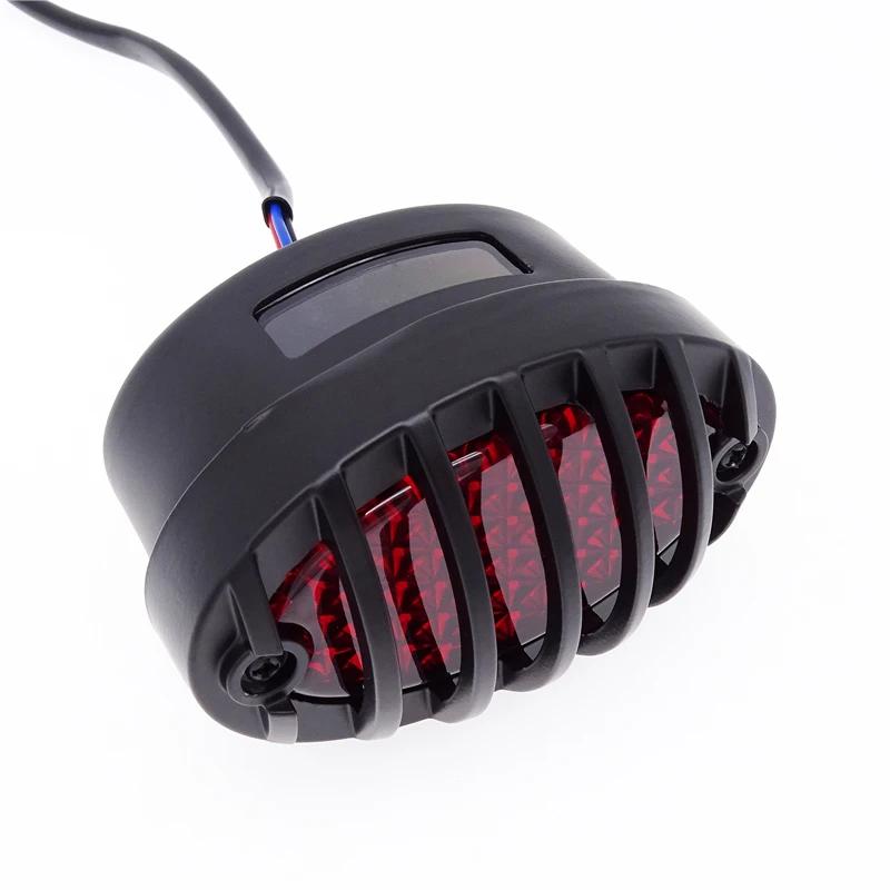 Universal Motorcycle Grill Taillights LED Vintage Brake Stop License Plate Light For Harley Sportster Bobber Chopper чёрный