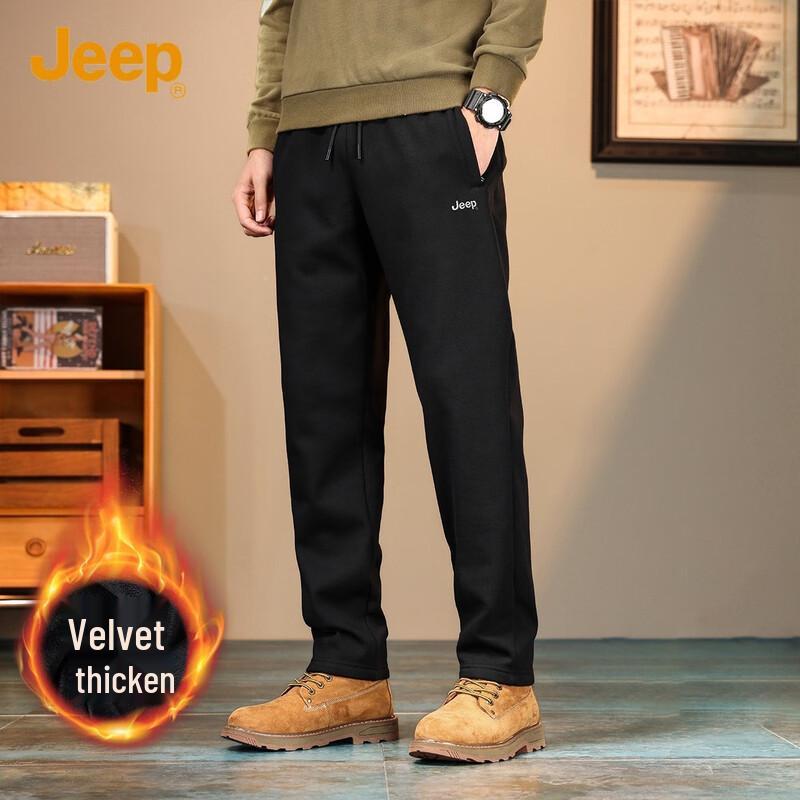JEEP Men s Autumn/Winter Warm Straight-Leg Casual Pants 3XL