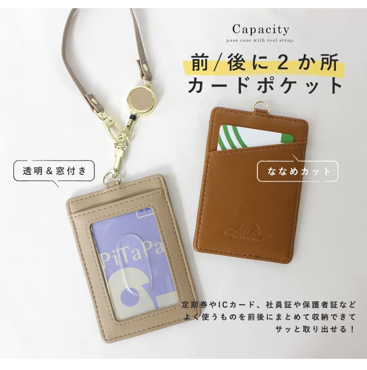 Lizdays Pass Case with Holds 2 IC Includes Extendable Reel Suitable for Men and Women Reel, Cards, Strap, (Green)
