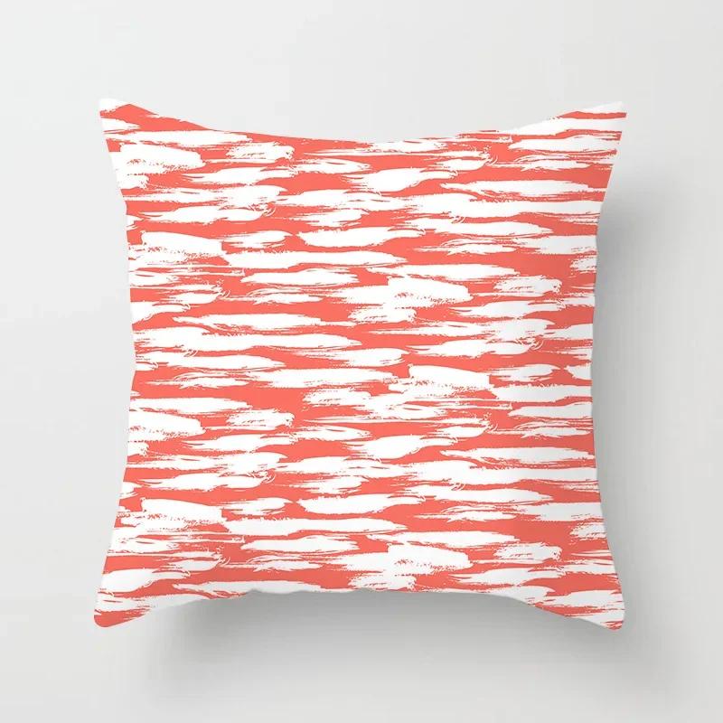Modern Coral Red Cushion Covers Nordic Geometry Print Pillowcase Simple Pillowcase for Sofa Seats Livingroom Decorative 45*45cm