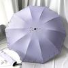 Ten-Bone Large Double Umbrella Small Fresh Sun Umbrella Vinyl Sun Protective Sun Shade Rain Dual-Use Triple Folding Umbrella Female Manual