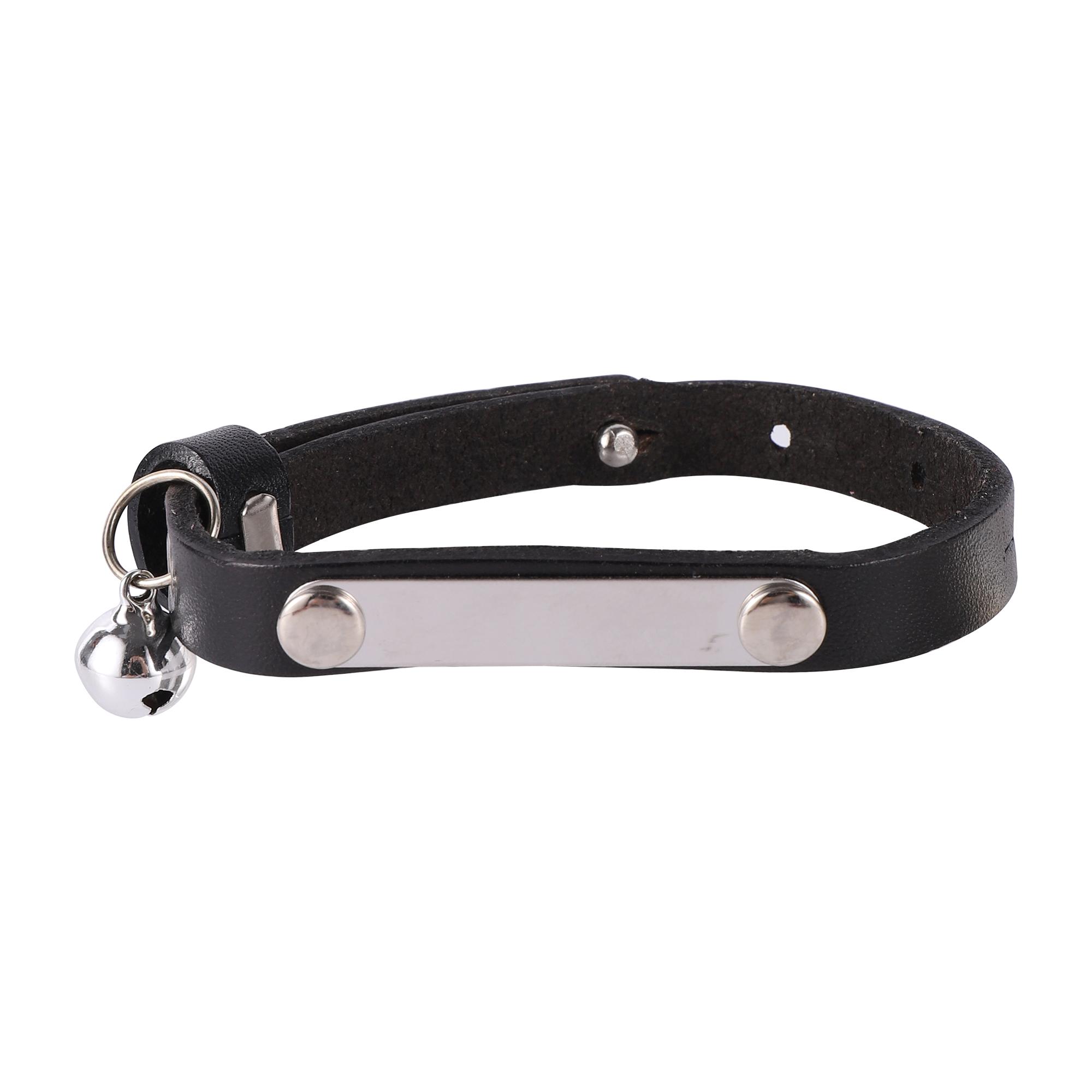 

Personalized Cat Collar Adjustable Leather Pet Cats Collars Necklace Custom Puppy Kitten Name Collars Anti-lost Cat Accessories S чорний