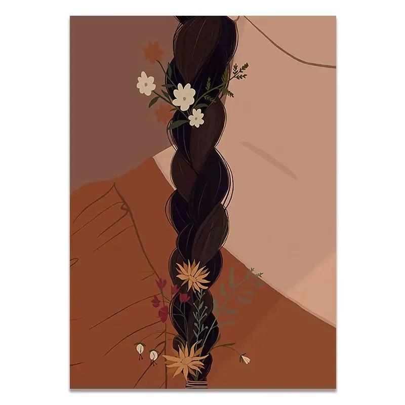 Fashion Vintage Girl Abstract Figure Wall Art Canvas Painting Nordic Posters And Prints Wall Pictures For Living Room Home Decor