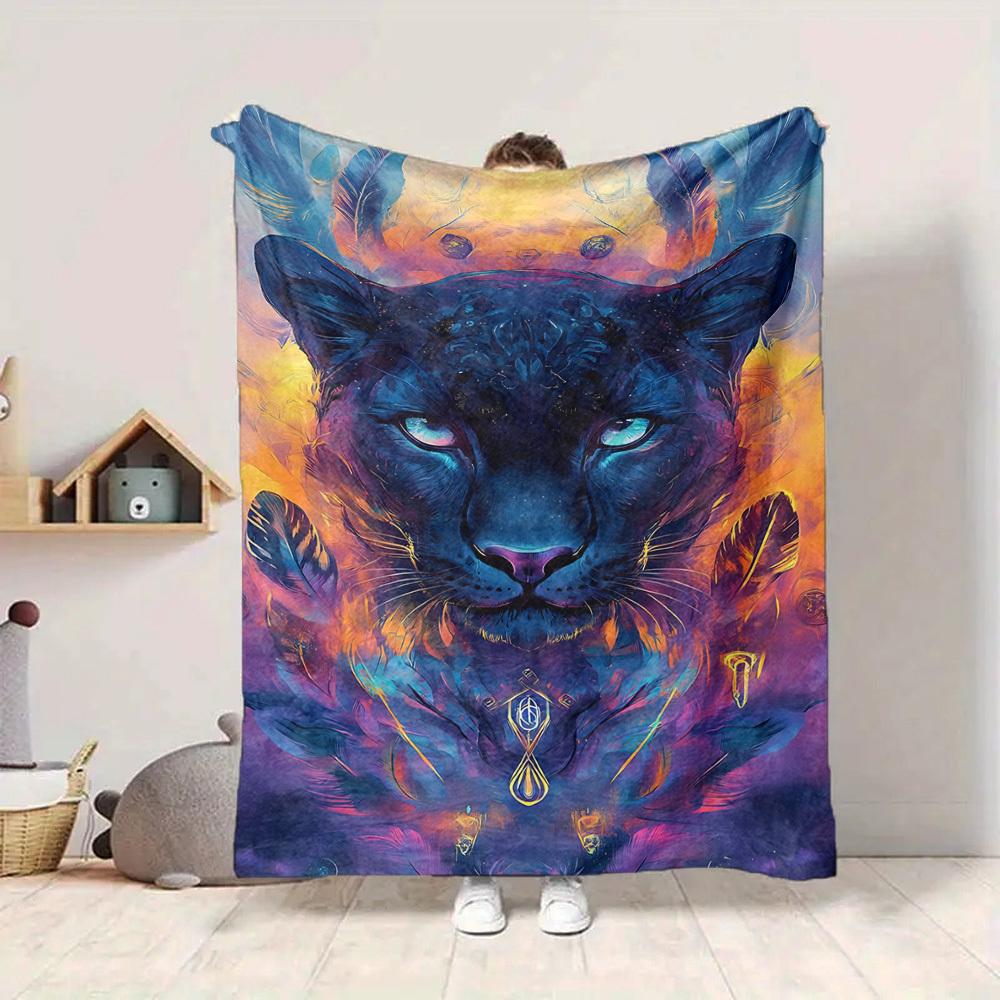1pc Panther Spirit Blanket - Lightweight Flannel Fleece with Digital Printing, Soft Warm for Sofa, Travel, Camping, Office yy251018337
