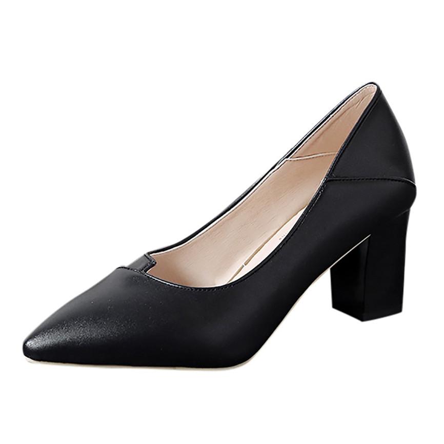 2022 Ladies Shoes Women'Sfashion Ladies Thick With High Heel Pointed Shoes Single Shoes Business Shoes Dress Style  For Ladies89