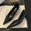 Fashion SUOJIALUN 2025 Spring New Pointed Toe Women Pumps Shoes Pointed Toe Shallow Slip On Boat Shoes Thin Low Heel Dress Pumps