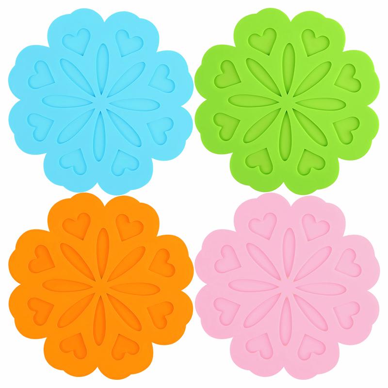 Silicone Bowl Plate Pads Non Slip Anti Scald Placemat Trivet Pot Holders Coaster Durable Desktop Protect Decorate Mats Set of 4
