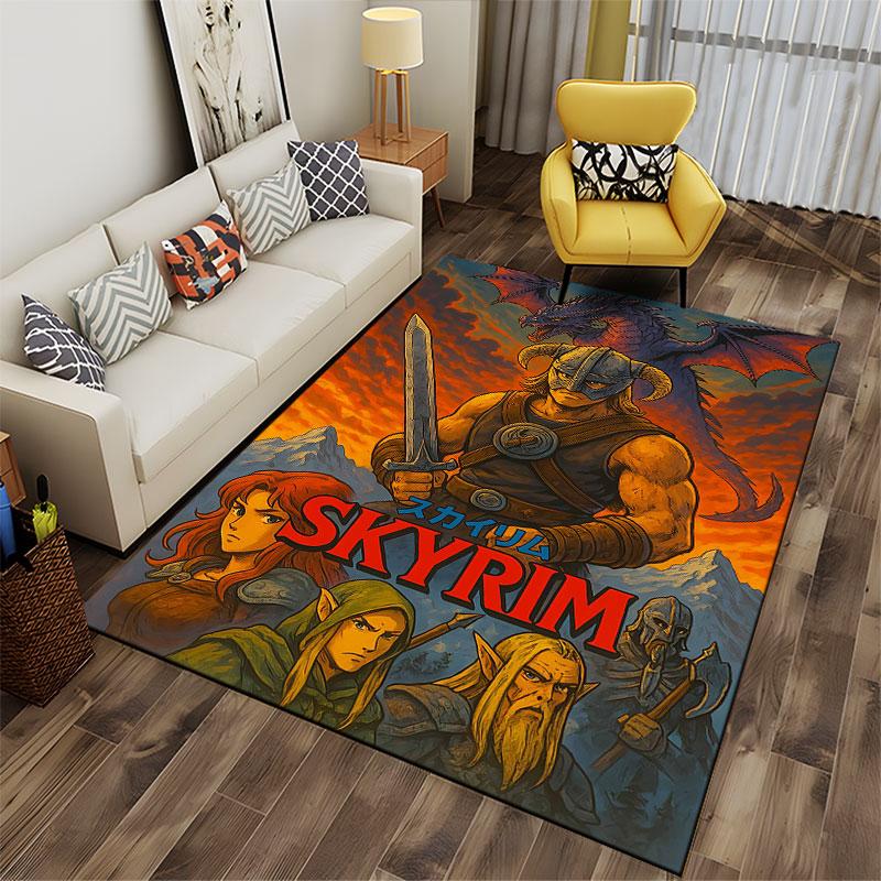 Skyrim Graphic Art Carpet Suitable As a Non-slip Mat for the Living Room or Bedroom Sofa