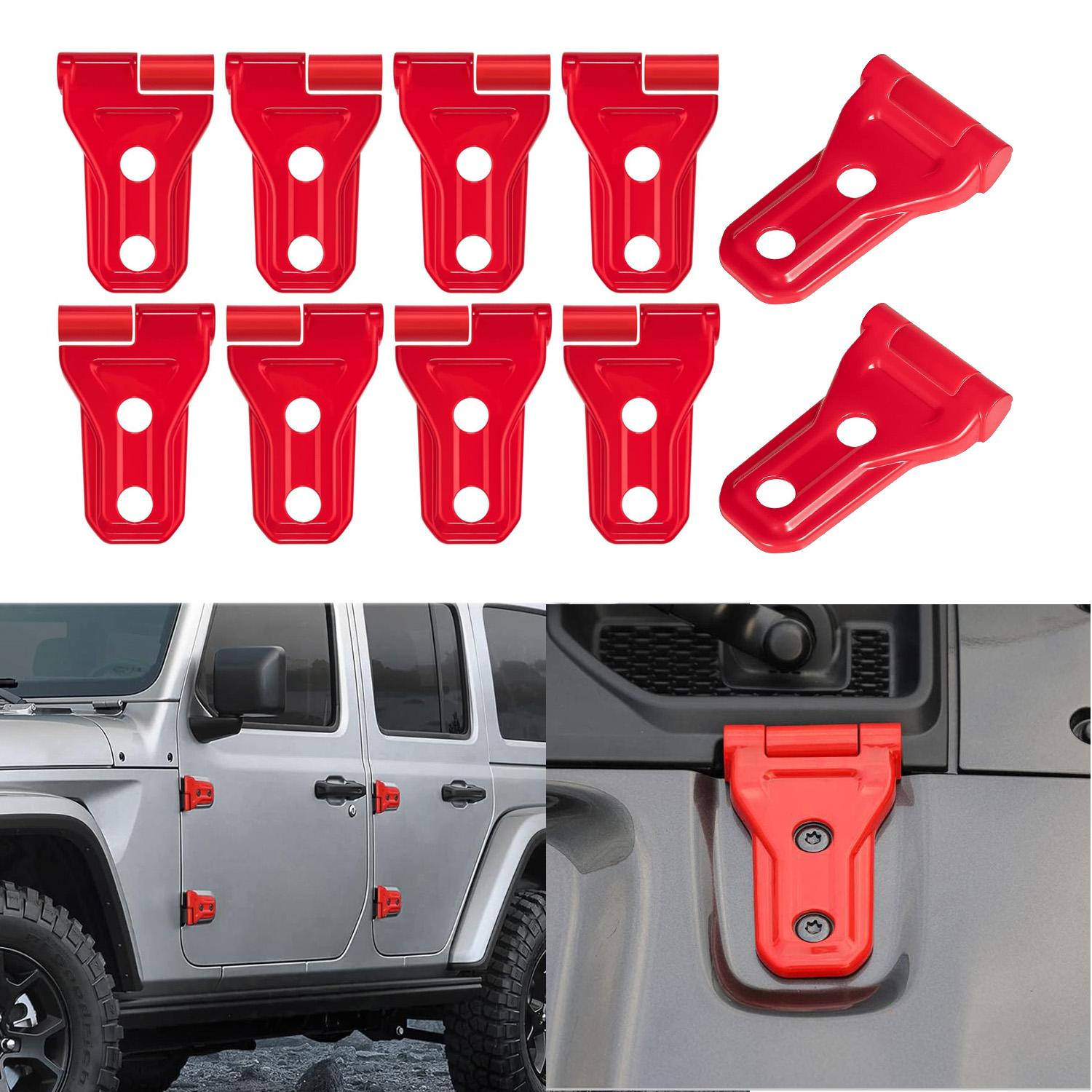 

10PCS Engine Hood Door Hinge Cover Trim Exterior Accessories Protective Sticker For Jeep Wrangler JLU Gladiator JT 2018-2025 красный
