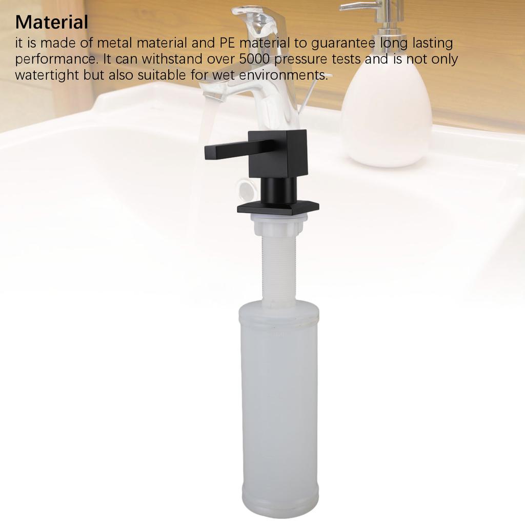 Sink Soap Dispenser Metal Square Pump Countertop Soap Dispenser with 350ml Refillable Bottle for Kitchen