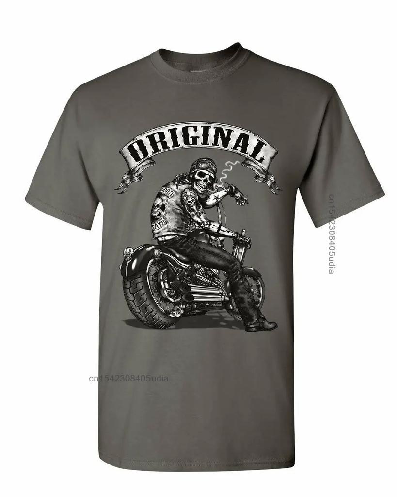 Original Biker Skull T-Shirts Ride Or Die Route 66 Motorcycle Mc New T Shirt Men Summer Design T Shirt