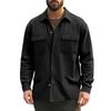 Men Cargo Vintage Jacket Lapel Long-sleeved Shirt Men's Multi-pocket Fleece Coat With Buttons