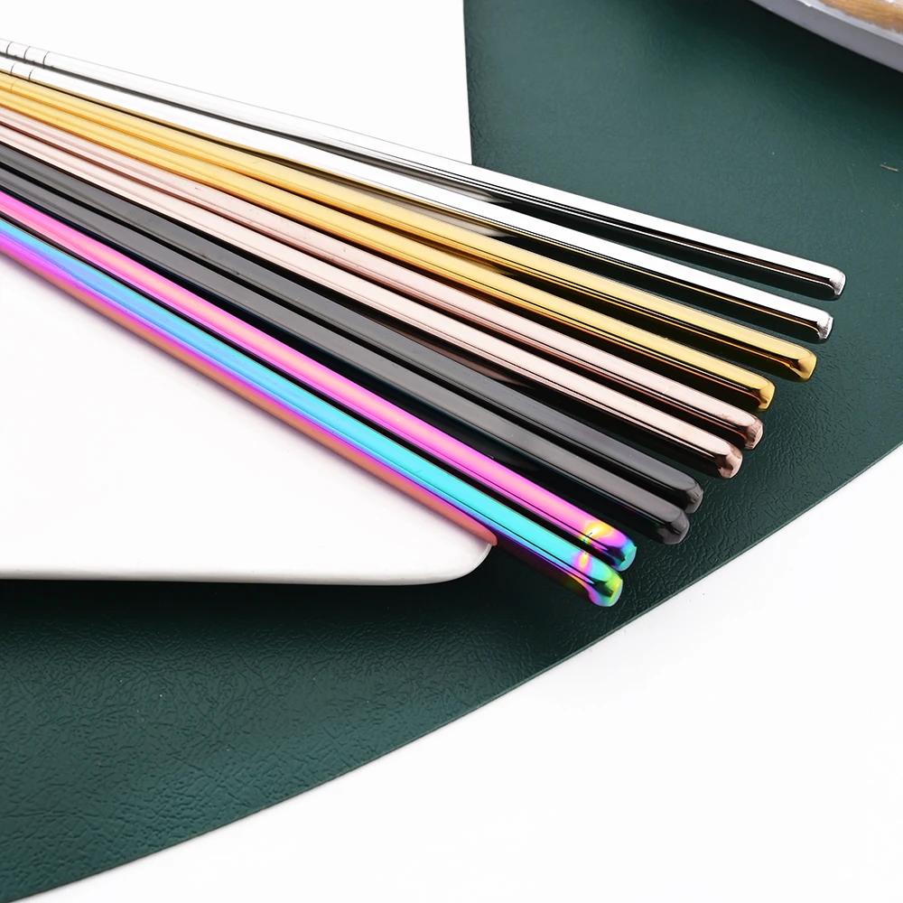 304 Edelstahl Besteckset Sushi Stäbchen Esslöffel Set 8/10 Stück Geschirr Koreanische Essstäbchen Dessertlöffel Besteckset