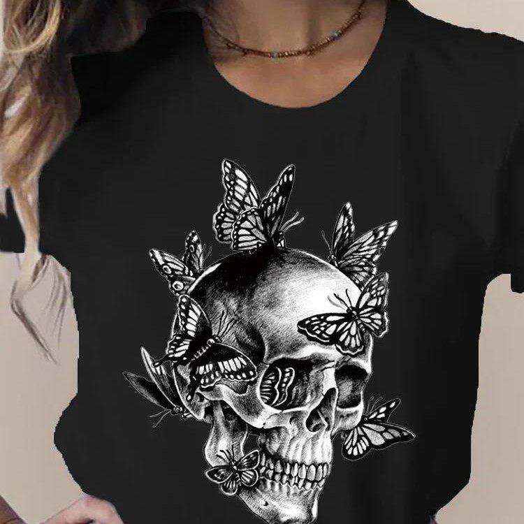 Hot Cartoon Graphic Tshirt Casual Short Sleeve Skull Butter Graphic Tshirt Highend Luxury Unisex Style Both Of Unisex And Unisex