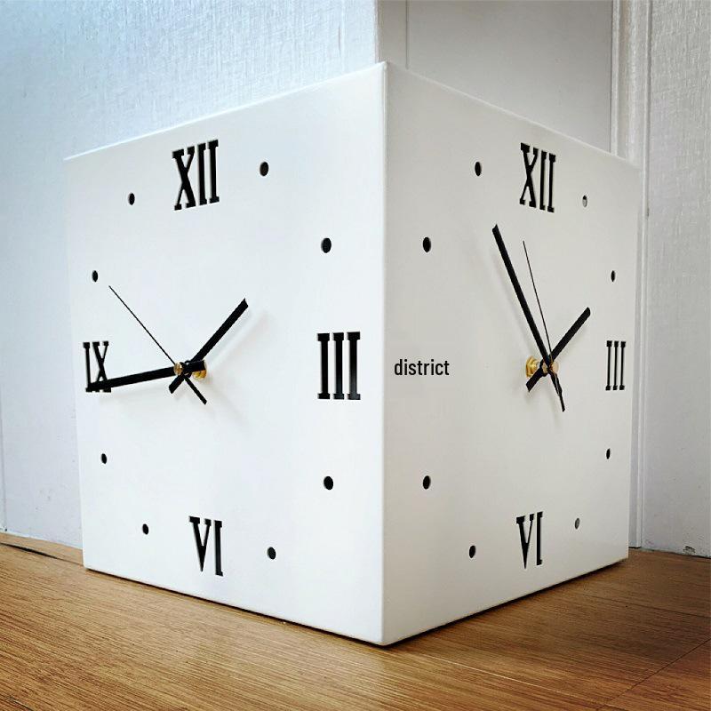 Creative Modern Double-Sided Wall Clock for Living Room – Stylish Corner Design, Minimalist Ins Style