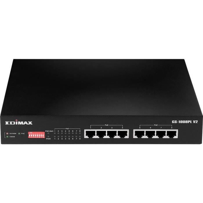 Switch réseau - EDIMAX - GS-1008PL V2 - 8 ports - Gigabit Ethernet - PoE Extend 200m