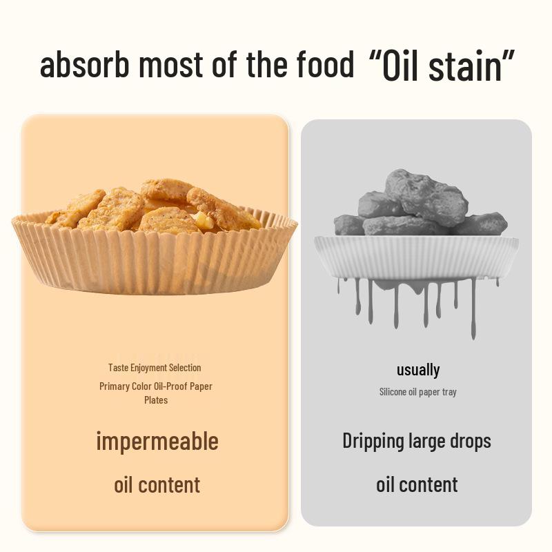 High-Temp Disposable Oil-Absorbing Air Fryer Paper Plate, Food-Grade Round Baking Roasting Pad